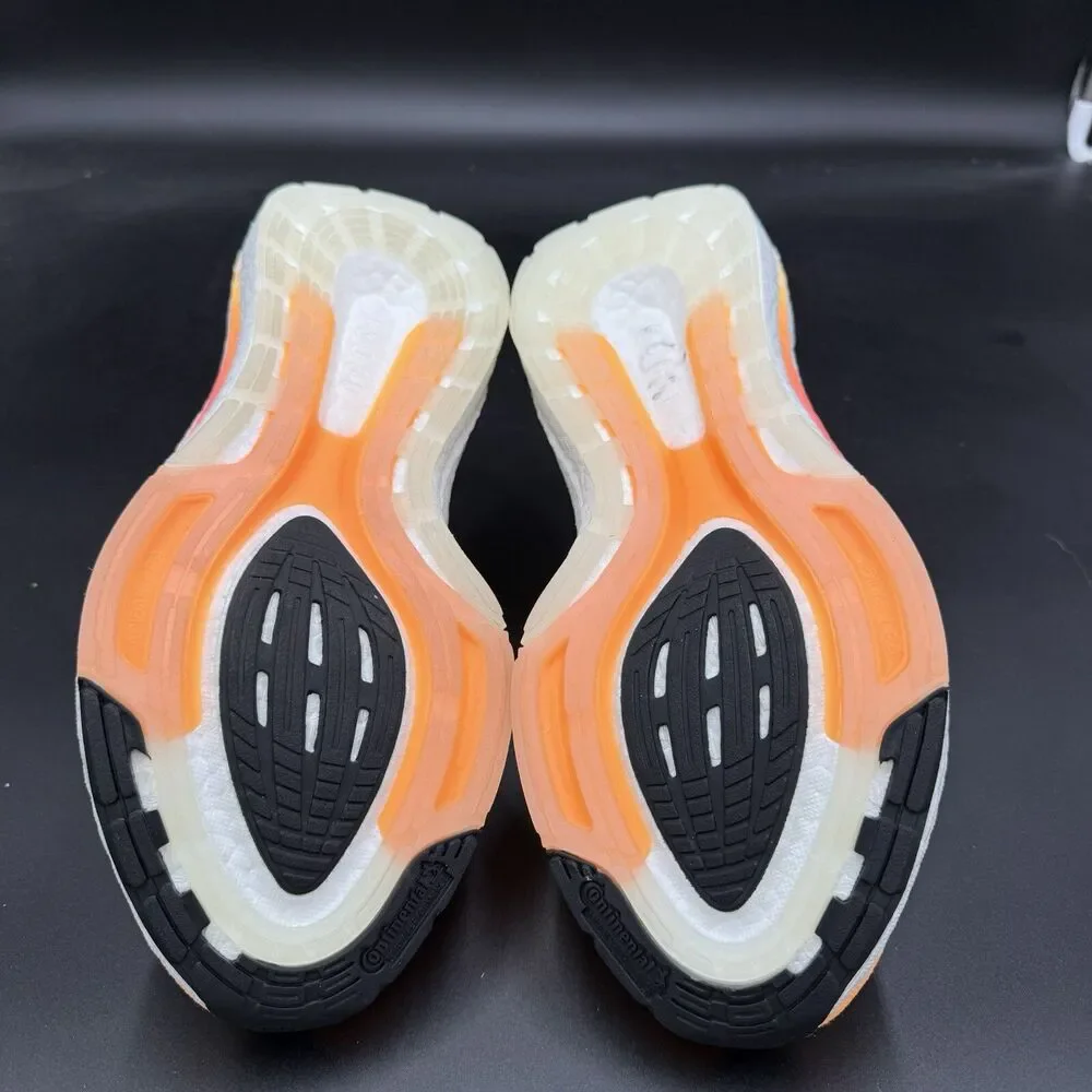 adidas UltraBoost 22 Running Shoes Flash Orange White Black HR1029 Men's Size 9